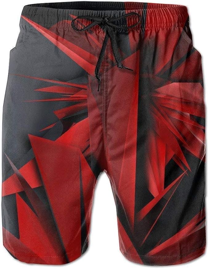 yting Papel Pintado Rojo Hombres Impresos con Bolsillo Shorts de Playa