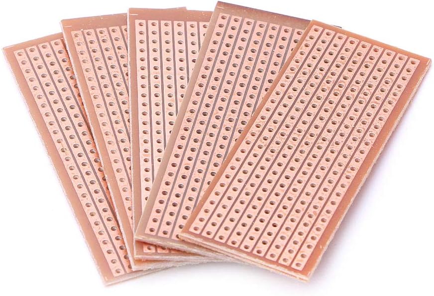 JOYKK 5 Pieces 2.5 * 6.4cm Universal Bakelite Circuit Board Prototype PCB Prototyping Track Plate - Brown