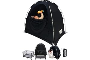 Crib Blackout Cover for Pack N Play, Jonnick Slumber Tent for Crib Canopy Cover, 85% Blackout Pod Tent for Travel Crib, Porta