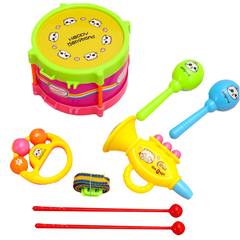 Hojalis Baby Musical Instruments Set, 8 Pcs Kids Drum Kit, Baby Drum Set, Toddler Musical Instruments, Sensory Percussion Instruments, Educational Musical Toy for Baby Boys Girls(Random Color)