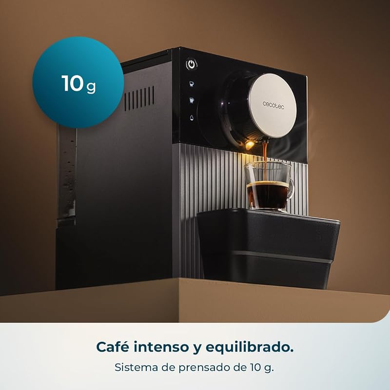 Cremmaet Cube Máquina de café super automática compacta. 1350W, Sistema de prensagem de 10g, Sistema de pré-infusão, 19 barras, Sistema de termobloco, 5 níveis de moagem, Painel de controle de toque