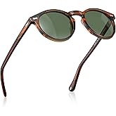 CARFIA Acetate Polarized Sunglasses for Men Retro Classic Round Shades