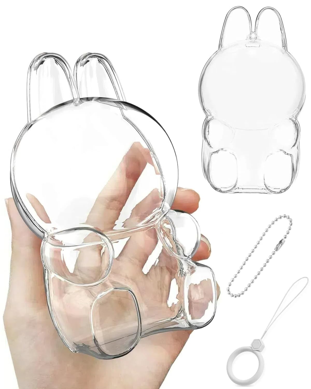 Photo 1 of Hasviey Protective Case Cover for LABUBU, Cover Protector for Doll Blind Box with Silicone Strap Keychain, Clear Acrylic Display Case Accessories for Sitting Figures (for HAS - Figure Not Included)