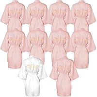 10 Pcs Bride Satin Robe Bridesmaid Robes, Wedding Bride Robe Kimono Robes for Wedding Party Bridal Shower