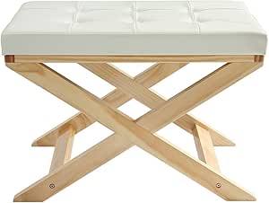 Orolay Cambio de Zapatos X-Banco otomana con Cuero de PVC y Patas de