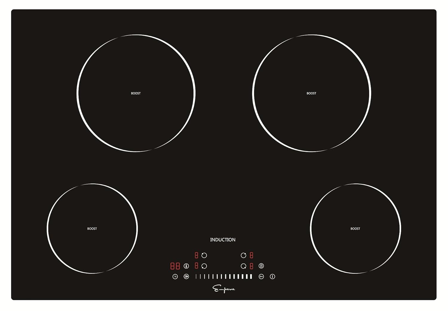 Empava 30 Inch Electric Induction Cooktop Smooth Surface with 4 Burners 240V, 30 Inch, Black