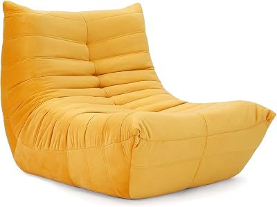 Vesgantti Togo Fireside Chair Yellow Soft Suede Premium Foam Lounge Sofa