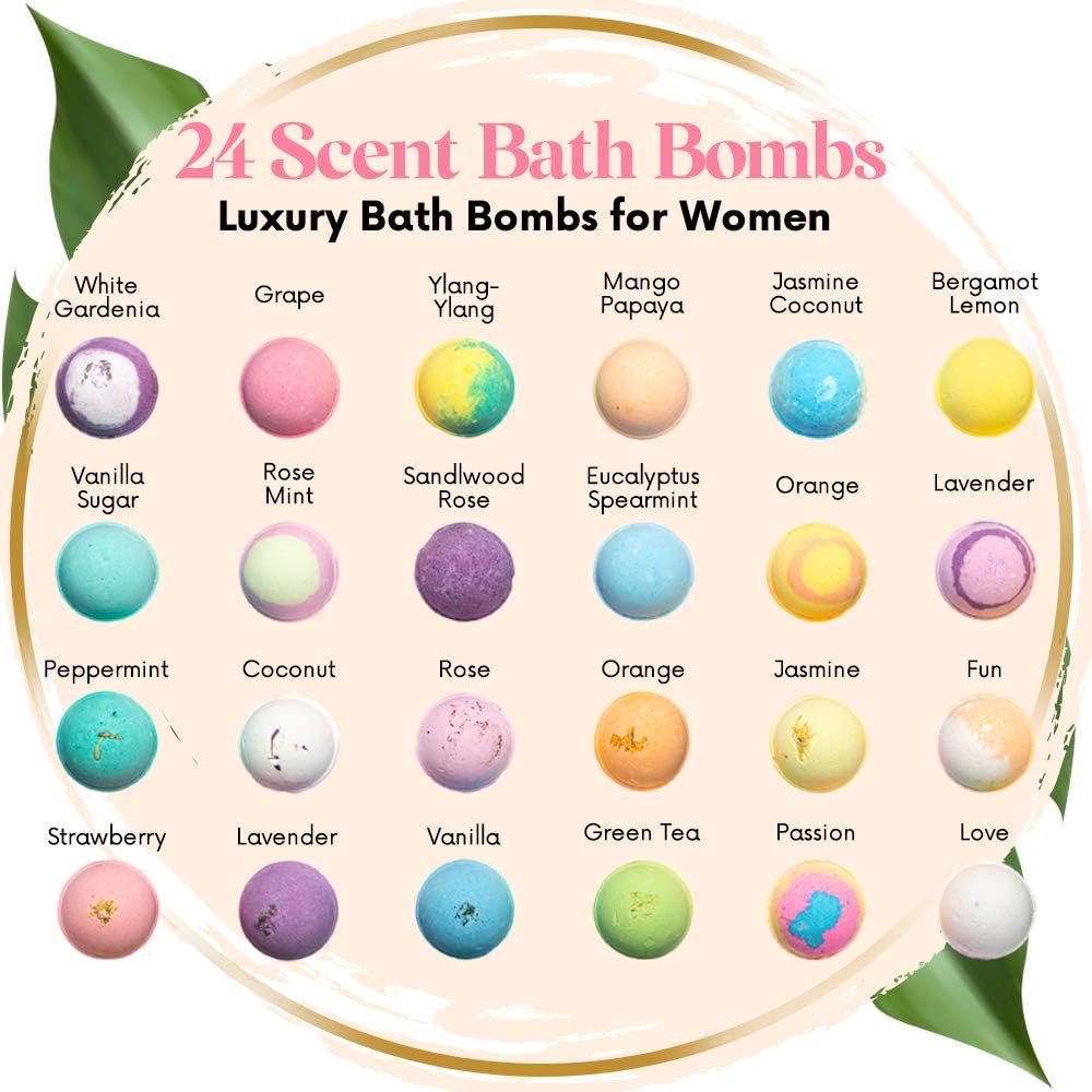 Marvelous Essentials Bath Bombaaaaaaaaaaaaaaaaaaaaaaaaaaaaaaaaaaaaaaaaaaaaaaaaaaaaaaaaaaaaaaaaaaaaaaaaaaaaaaaaaaaaaaaaaa Gift Set for Women | 24 Aromatherapy BathBombs Crafted from Pure Essential Oils | Fizzy Spa Relaxing Bubble Bath Bombs Make a Great Gift Idea for Women & Kids: Health & Personal Care