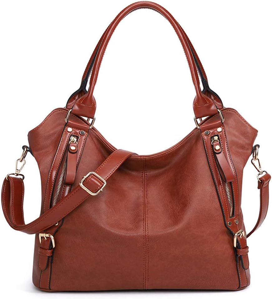 Plambag Fashion Large Tote Handbags with Adjustable Shoulder Strap, Large Capacity Shoulder Hobo Bags Stylish Vegan Leather Tote Bag for Women, (Coffee)