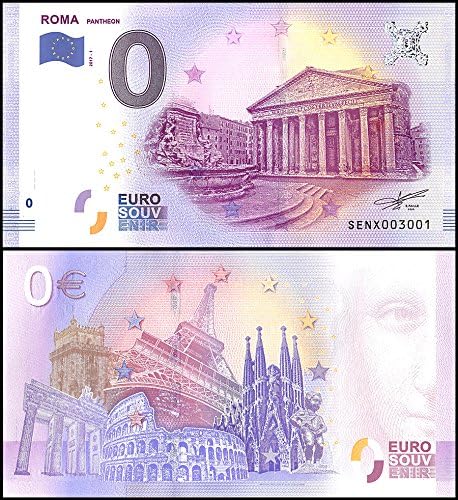 Zero (0) Euro Europe, 2017 - 1 (1st Print), UNC, Pantheon in Rome, Italy