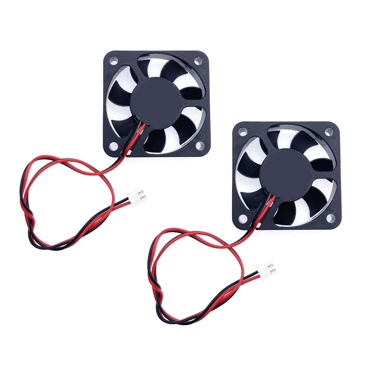 JZK 2pcs 50 * 50 * 10mm 2pin DC 12V Mini Silent Cooling Fan With Wires, 5010 Small Quiet 5cm Miniature Brushless 3D Printer Fan With Cable and Connector