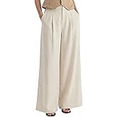Arach&Cloz Womens Linen Blend Wide Leg Palazzo Pants All-Season Business Casual Outfits Dress Trousers