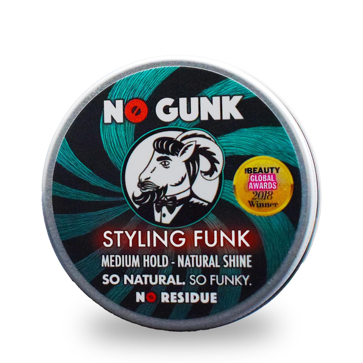 NO GUNK Styling Funk - 100% Natural Styling Wax/Pomade for Hair & Beard - Medium Hold - Natural & Organic Ingredients - Winner, Best Male Hair Product 2018, PURE Beauty Global Awards (Original, 50g)
