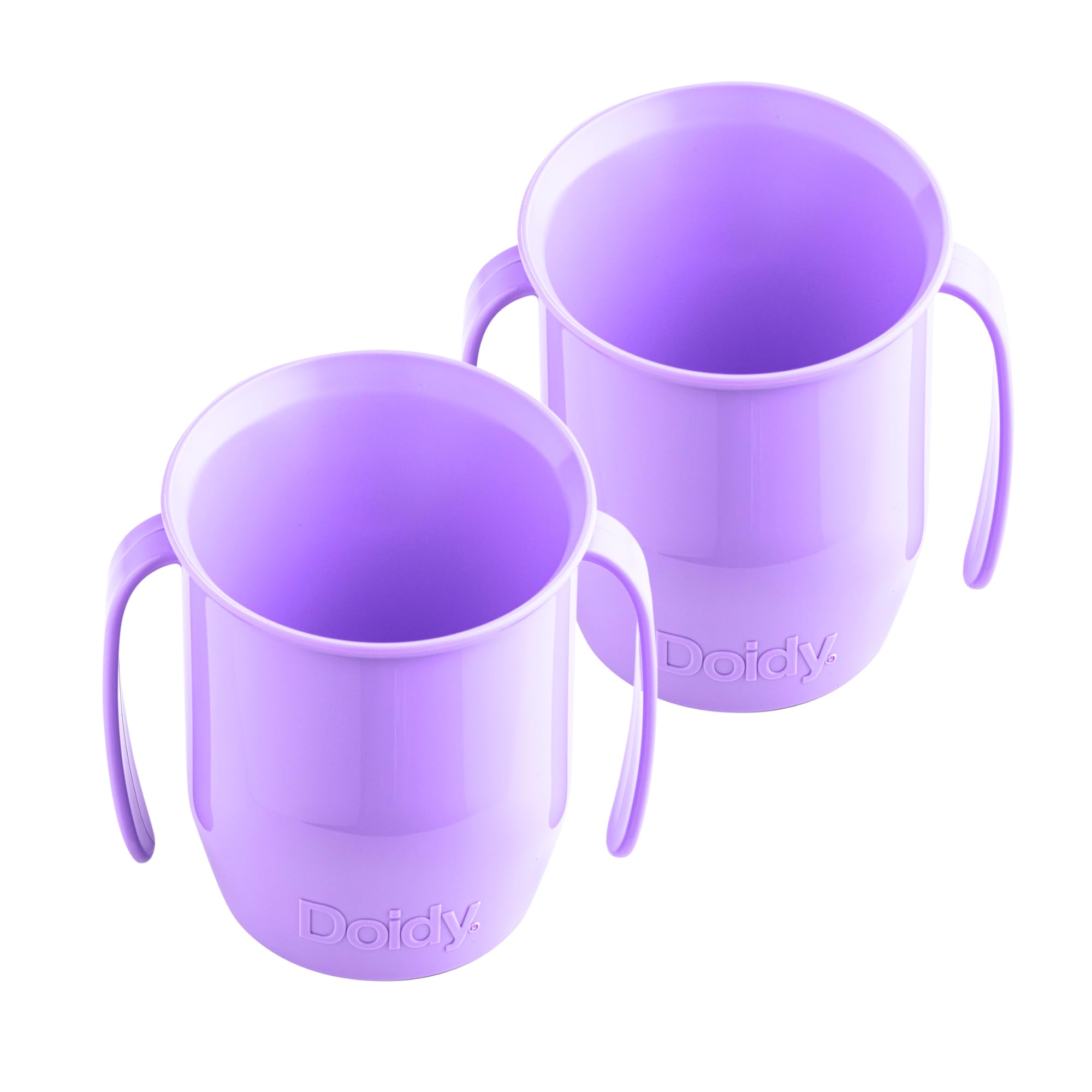 Doidy Cup, Open Cup for Training Baby 6 Months-3 Years, 200ml, Slanted Weaning Cup with Handles for Learning to Drink, BPA Free, 2 Pack (Lilac)