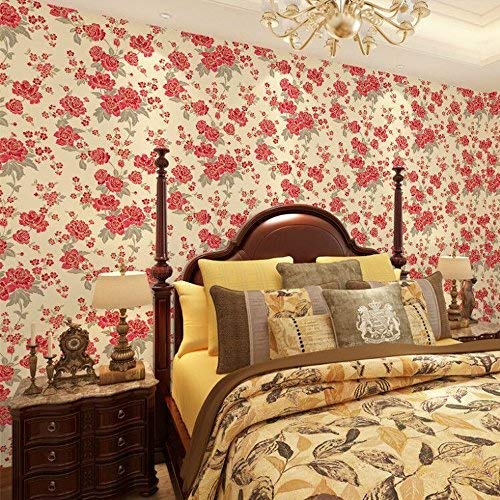 Yifely Vintage Red Peony Removable PVC Shelf Drawer Liner Home Decor Makeup Boxes Storage Cabinets DIY Paper 17x118 Inch