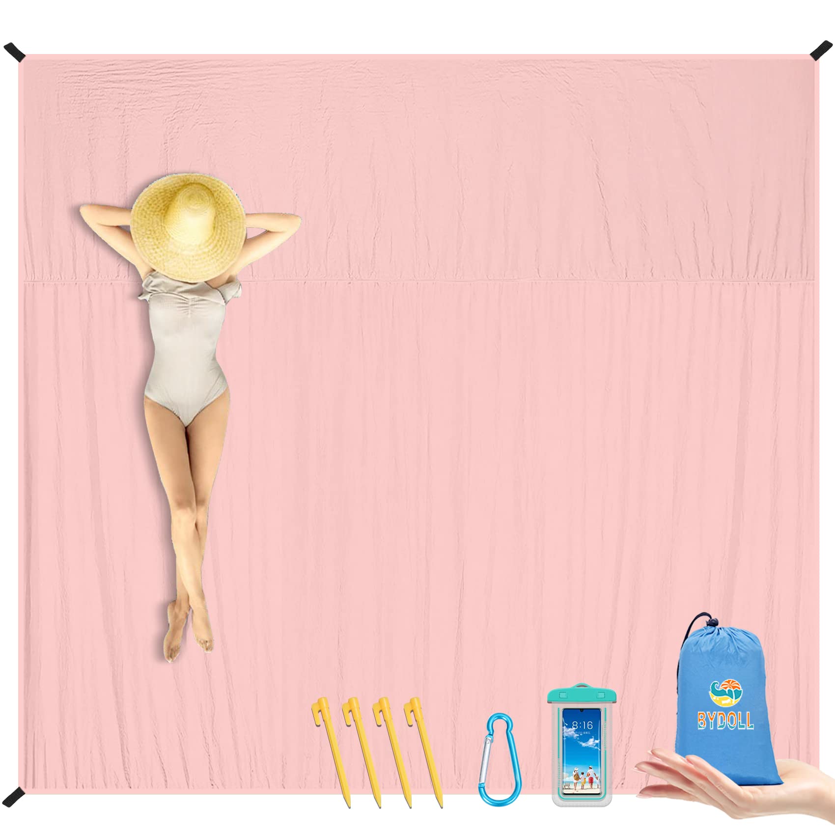Photo 1 of BYDOLL Nylon Beach Blanket Waterproof Sandproof Oversized 7'x7' Suits 1-5 Adults Sand Free Extra Large Blanket Lightweight Soft Picnic Mat for Beach Travel Camping
