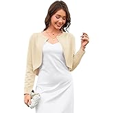 Veryoung Fashion Cropped Cardigan for Women Lightweight Crew Neck Bolero Shrug Knit Long Sleeve Button Down Sweater for Dress