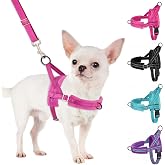 SlowTon No Pull Small Dog Harness and Leash Set with Front Clip | Soft Padded, Neck &amp; Chest Adjustable, Lightweight, Anti-Twist, Puppy Vest Harness Pet Lead Combo for Small Medium Dog, FU XS