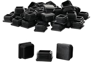 FURNIGEAR 1" Square Tube End Cap Plastic Plugs Chair End Caps 1 Inch (25mm), 1X1 Tubing Plugs Furniture Sliders Glides Black (Fit 0.85-0.94" Square Tube Inner Size, 40pack)