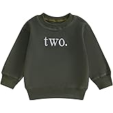 Thilsidee Toddler Baby Boy Girl One/Two Years Birthday Outfit Long Sleeve Embroidery Sweatshirt Shirt Crewneck Pullover Tops