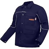 ARCCAPTAIN Welding Jacket, 11oz Flame Resistant Cotton Welding Jackets | NFPA2112 Certified / High-Vis Reflective Strips / Durable Snaps / 2-Level Cuffs / 4 Pockets &amp; Pen Holder / Unisex