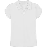 Izod Girls School Uniform Short Sleeve Polo Shirt, Button Closure, Moisture Wicking/Performance Material, Fade Resistant