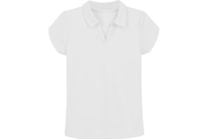 IZOD Girls School Uniform Short Sleeve Polo Shirt, Button Closure, Moisture Wicking/Performance Material, Fade Resistant