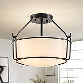 WUZUPS Chandelier 3-Light Semi-Flush Mount Ceiling Light Frosted White Glass Shade Modern Lighting Fixture for Diningroom Hal