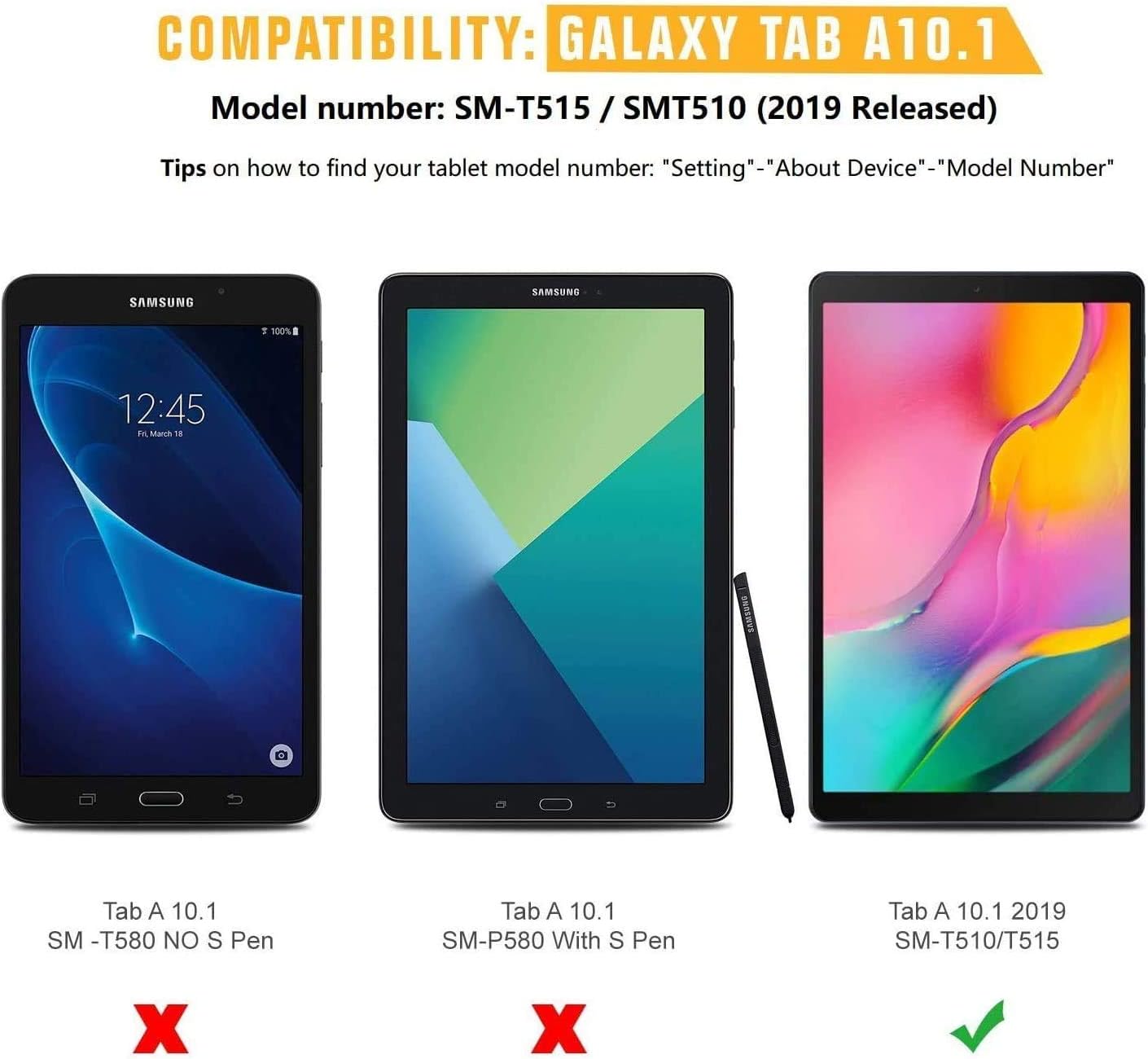 Aswant Case for Samsung Tab A 2019 10.1 Inch PU Leather Flip Cover Wallet Card Slots Tablet Case with Stand Function for Samsung Galaxy Tab A 10.1" 2019 SM-T510/SM-T515 - Image 3