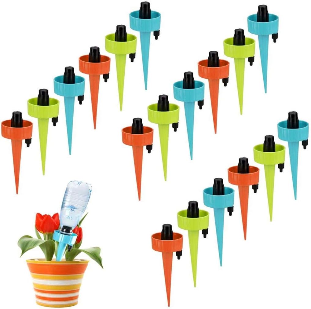 Adjustable Plant Waterer Self Watering Spikes with Slow Release Control Valve Switch,Automatic Watering Device Stake Vacation Houseplant Waterer Cone Flower Water Drip Bottle Irrigation System,Upgrade