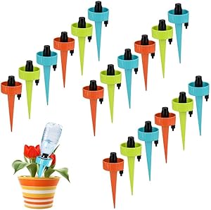 Adjustable Plant Waterer Self Watering Spikes with Slow Release Control Valve Switch,Automatic Watering Device Stake Vacation Houseplant Waterer Cone Flower Water Drip Bottle Irrigation System,Upgrade