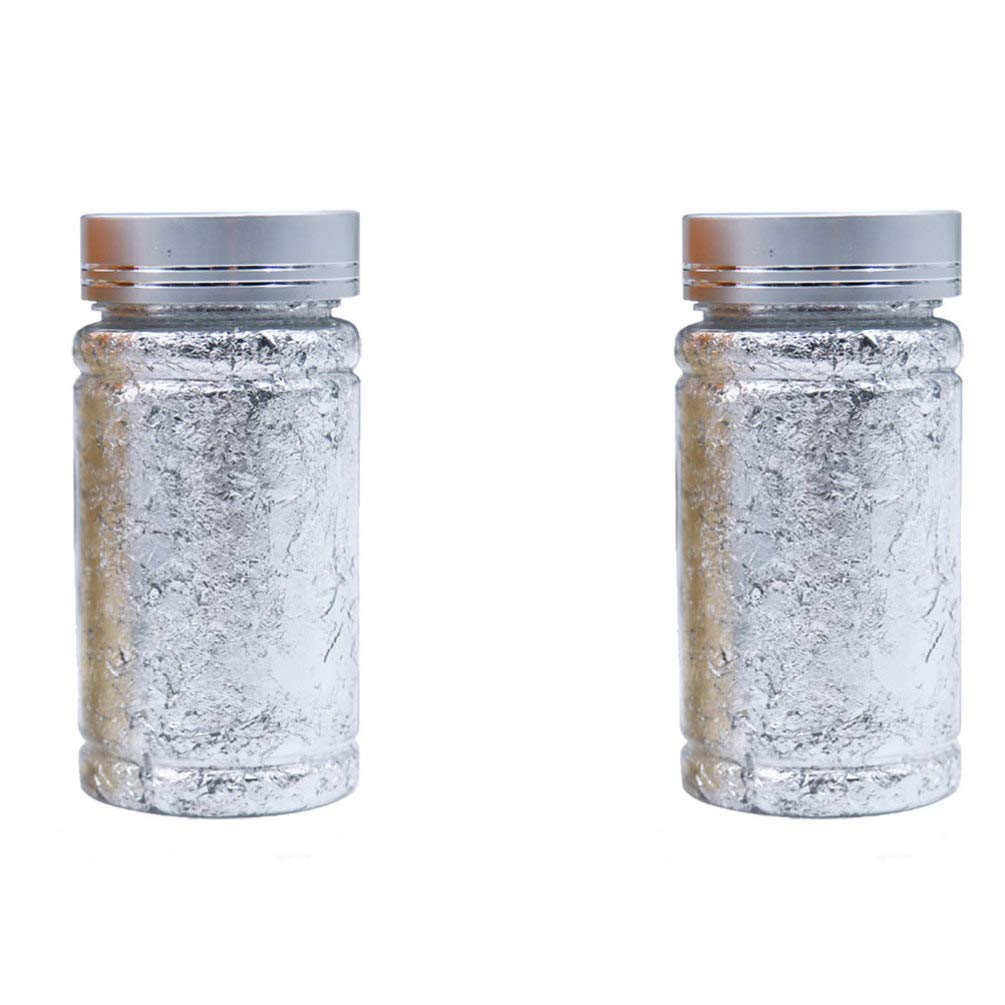 EXCEART 3pcs Bottle Gold Silver Foil Paper for Nail Art Decoration Easy to Apply Metallic Foil for Phone Cases DIY Crafts Silver Leaf Flakes for Nail Art, Diy Crafts, Home Decor, Phone Case Decoration