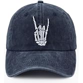 Skeleton Hand Hat for Men Women, Embroidered Adjustable Cotton Skull Finger Baseball Cap