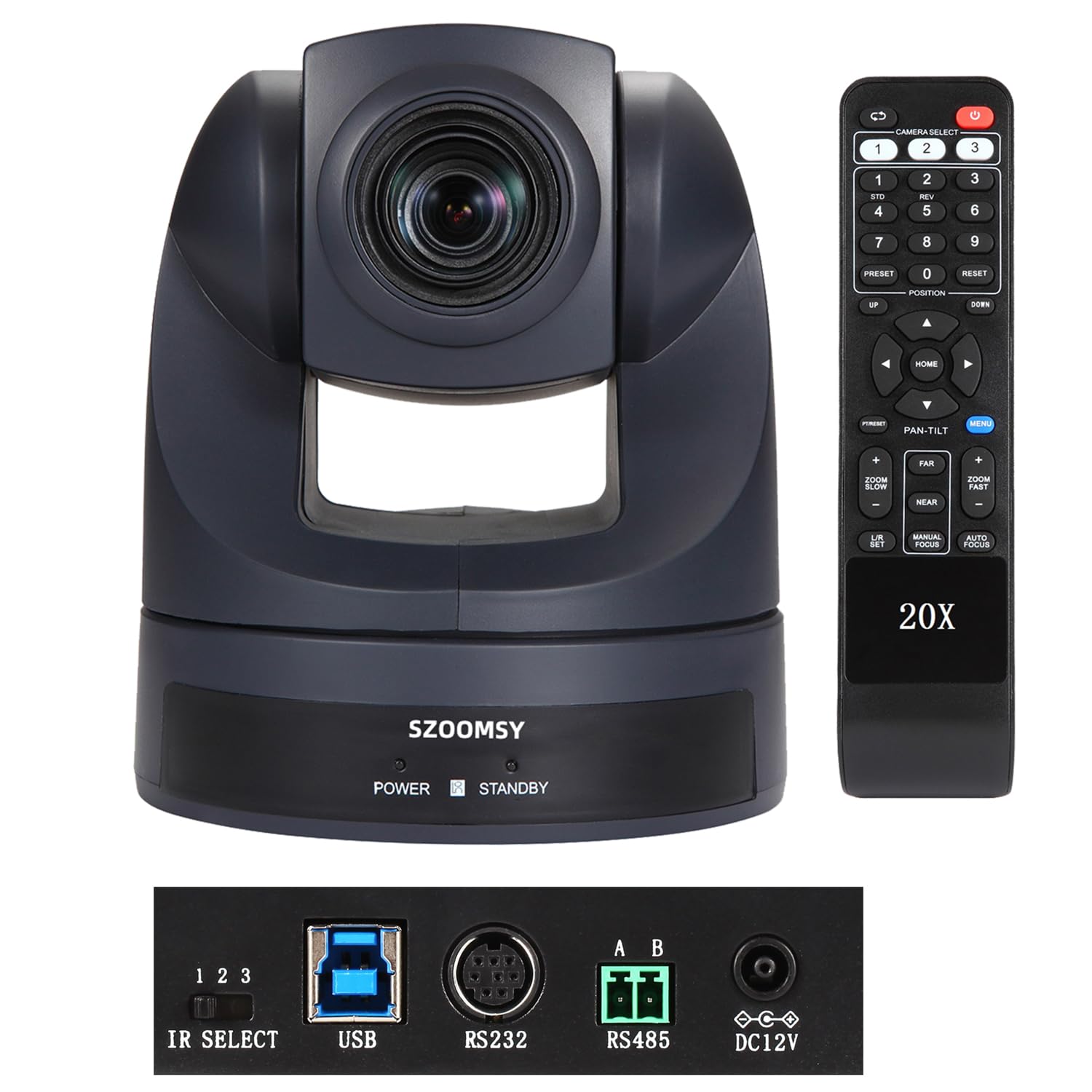 Photo 1 of SZOOMSY PTZ Camera 20X Optical Zoom,Video Conference Camera USB HD 1080P Webcam for Room System Business Meeting, Church Live Streaming, Worship Remote Teaching Using Zoom, Skype, OBS