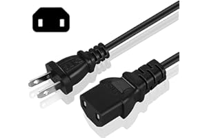 Sliq Gaming Power Cable - For Xbox One Original, Xbox 360, PlayStation 3 & 4 Slim/Pro (10 Feet - 2-Pin/Prong, Black)