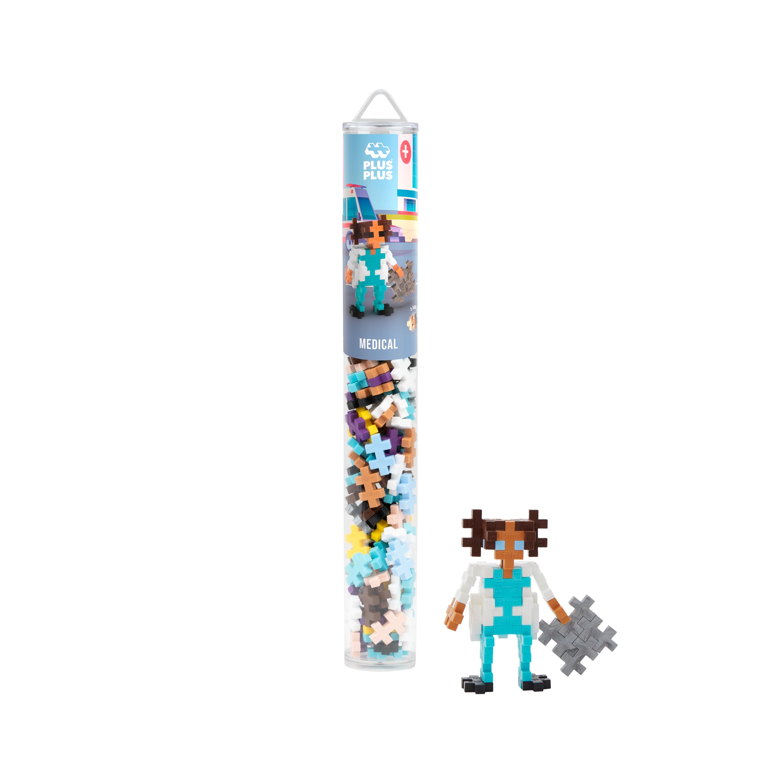 PLUS PLUS Building Blocks Toy - 100 pc Kids Construction Toys, Creative Learning Resources and STEM Play for Home and Travel - Girls and Boys Toys Age 5 Plus - Medical — image 1