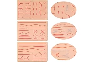 Threlaco 3 Pcs Suture Pad 3 Layer Suture Practice Pad with Wounds Practice Kit, Hard to Rip, Tear or Break for Medical and Vet Students Veterinarian Nurses Training and Practice(Classic Style)