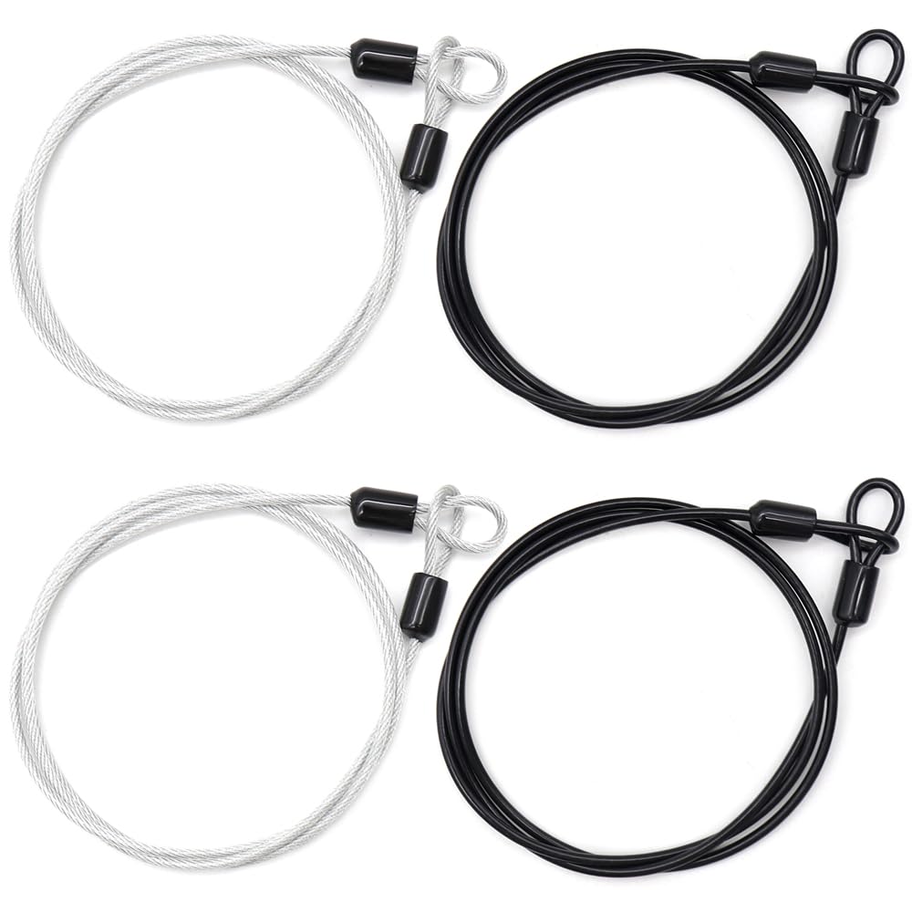 SyiXute 4 Pcs Bike Lock Cable 1m,Wire Lightweight Cable Lock,Double Loop Steel Lock,Portable Lock Cable Rope for Padlocks Scooter Bicycle Suitcase (Black,Silver)