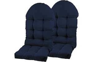 PNP HWJIAJU Adirondack Chair Cushion, Rocking Chair Cushion 44x19.4x4 inch, High Back Patio Cushions of Upper and Lower with Ties, Sunscreen and Fade-Resistant (Dark Blue, 2)