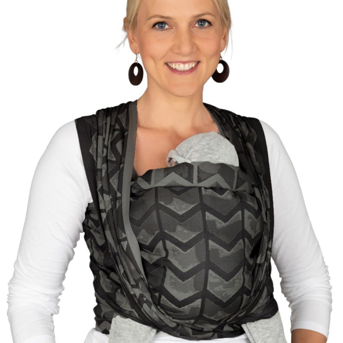 Hoppediz Woven Baby Sling from Birth, Newborn to Toddler, 100% Organic Cotton (Organic), Amsterdam Black, 4.60 m