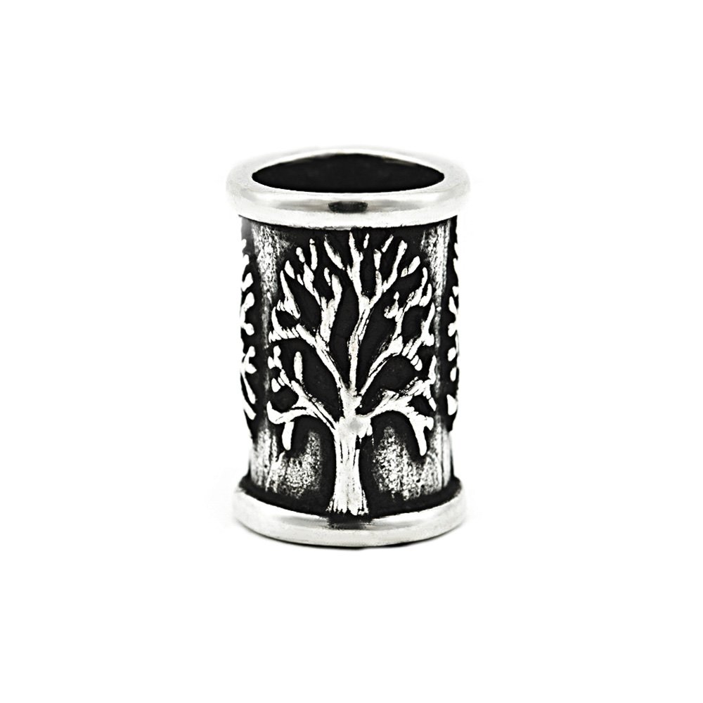 NKlaus SET 2x beard bead 925 silver hair jewellery hair bead Darva tree of life 40548