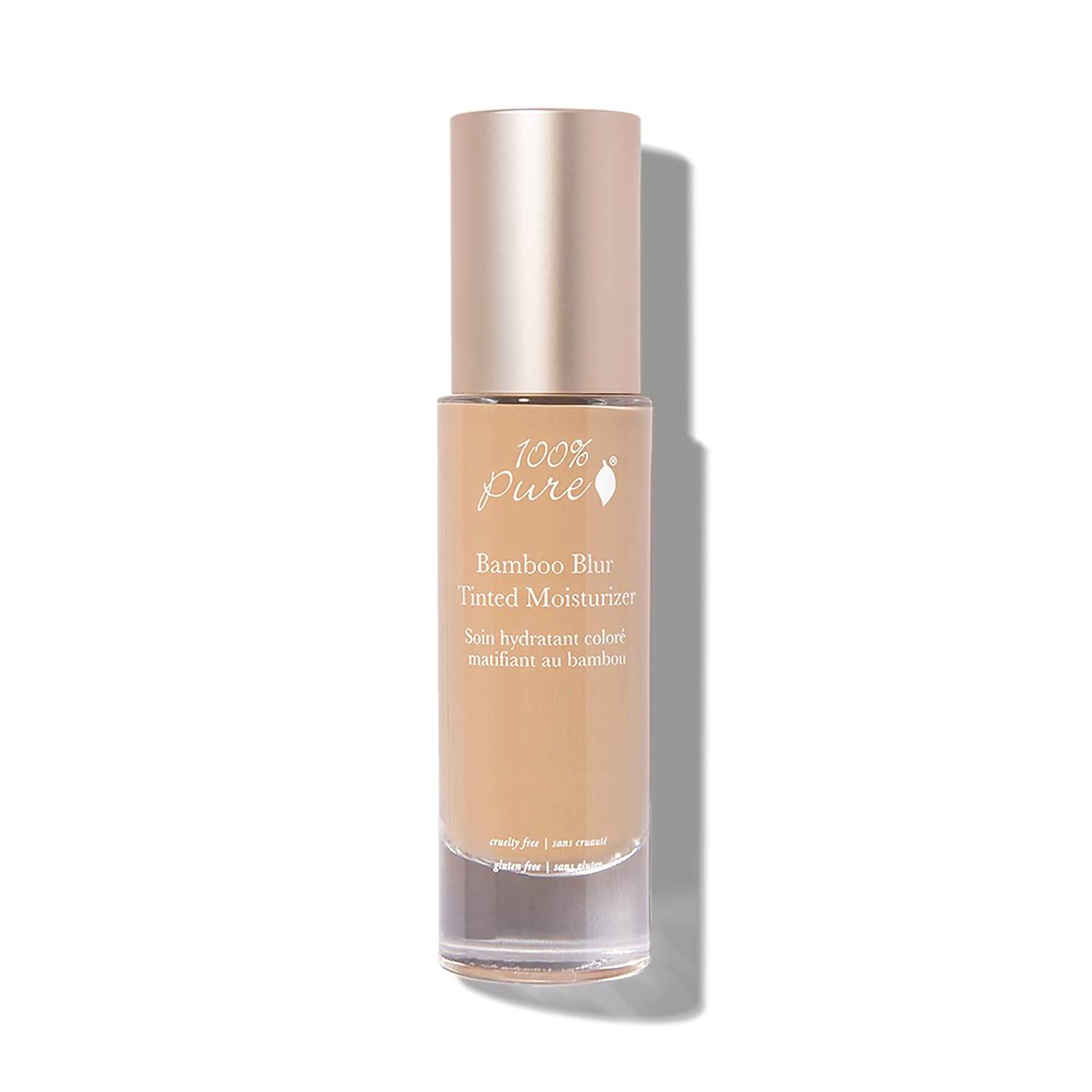 100% PURE Bamboo Blur Tinted Moisturizer, Golden Peach, Matte Foundation, Medium Coverage, Anti-Aging, Lightweight, Hydrating Vegan Makeup (Tan Shade w/Yellow Undertone) - 1.69 Fl Oz