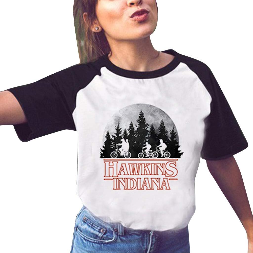 Stranger Things T Shirt for Girls, Womens Stranger Things Season 3 T Shirt Ladies Raglan Sleeve Print Tee Shirt Inspired Design Summer Top Casual Loose Shirt Tee T-Shirt Blouse Sales