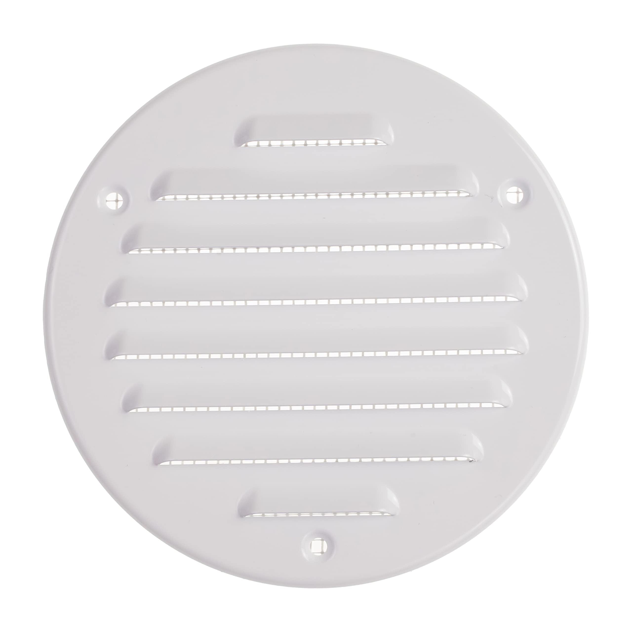 Vent Systems 100 mm / 3.94" Inch - White Scratch Resistant Metal Vent Cover - Round Soffit Air Vent Louver - Grille Cover - Built-in Mesh Screen - HVAC Vents for Bathroom, Home Office, Kitchen