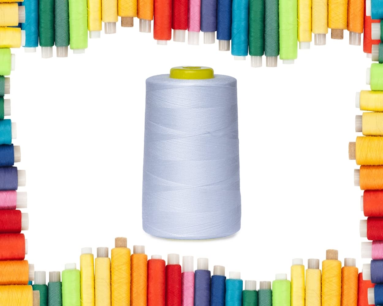 Rohans Overlock Yarn 40/2 (120), 5000 Yards (4570 Meters) Sewing Thread Cones, Sewing Machine Multi Colour Yarn Cones, 100% Polyester Material (White, 1)