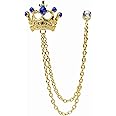 Crystal Crown Hanging Chain Brooch Suit Pin,Vintage Gold Crown Brooch,Suit Stud,Shirt Studs,Lapel Pin Accessories for Men Women