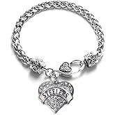 Inspired Silver - Silver Pave Heart Charm Bracelet with Cubic Zirconia Jewelry