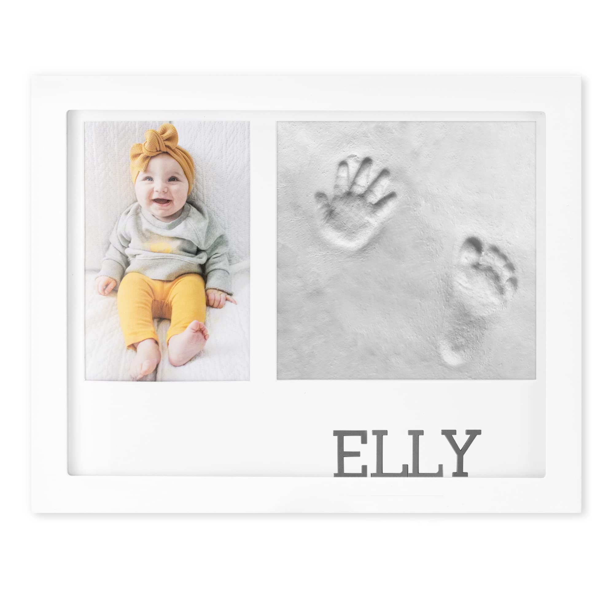 Navaris Baby Handprint and Footprint Kit - Set with Picture Frame and Clay to Cast Newborn Boys Girls Babies Hand Print Foot Prints and Name Lettering