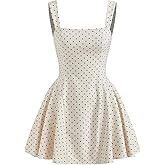 CIDER Womens Polka Dot Going Out Dress Cute Summer Date Night Square Neck Sleeveless Mini Dress