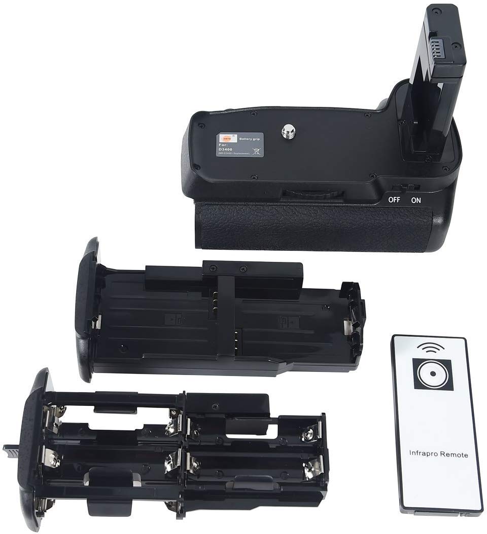 DSTE MB-D3400 Vertical Battery Grip Holder Compatible for D3400 with IR Remote as EN-EL14